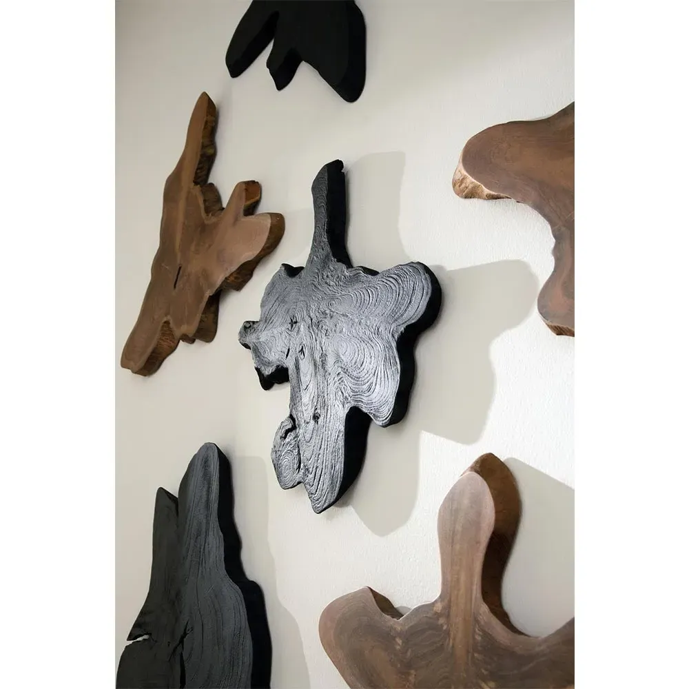 Marcello Wall Sculpture - Black, Teak Wood
