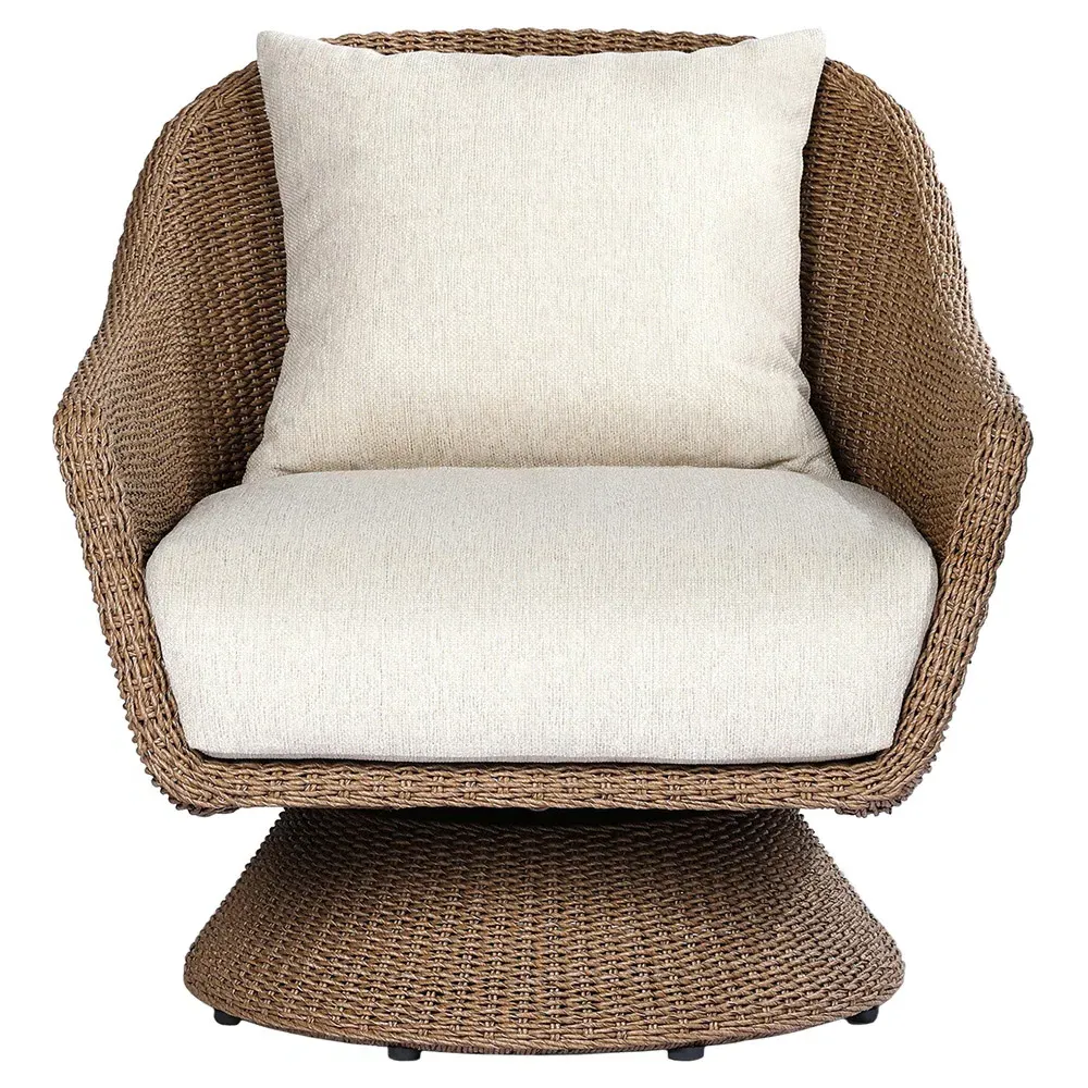Marciana Outdoor Swivel Chair - Beige, Wicker