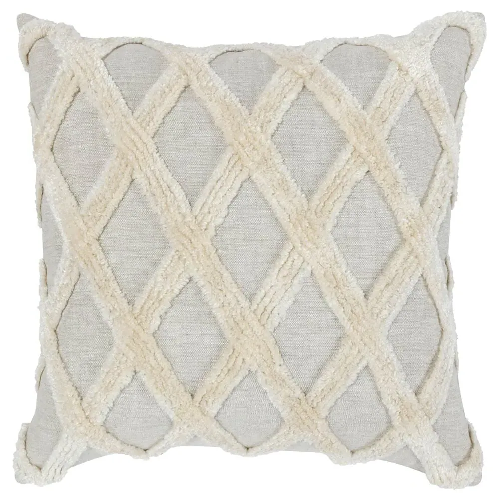 Marcie 22x22 Throw Pillow with Geometric Pattern - Natural, Linen