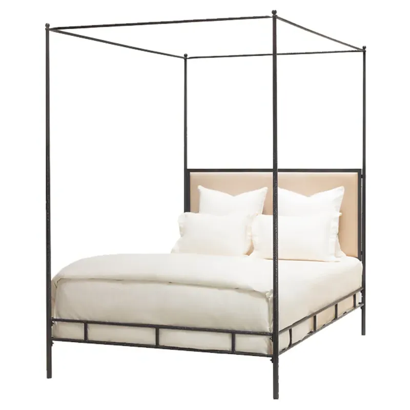 Marco King Size Canopy Bed - Bronze, Leather