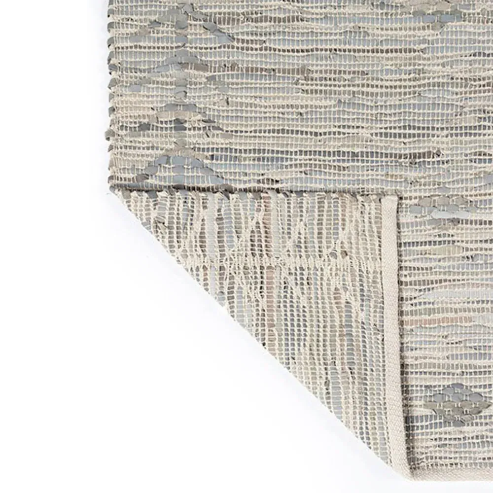 Mardox Geometric Patterned Rug - Grey, Leather