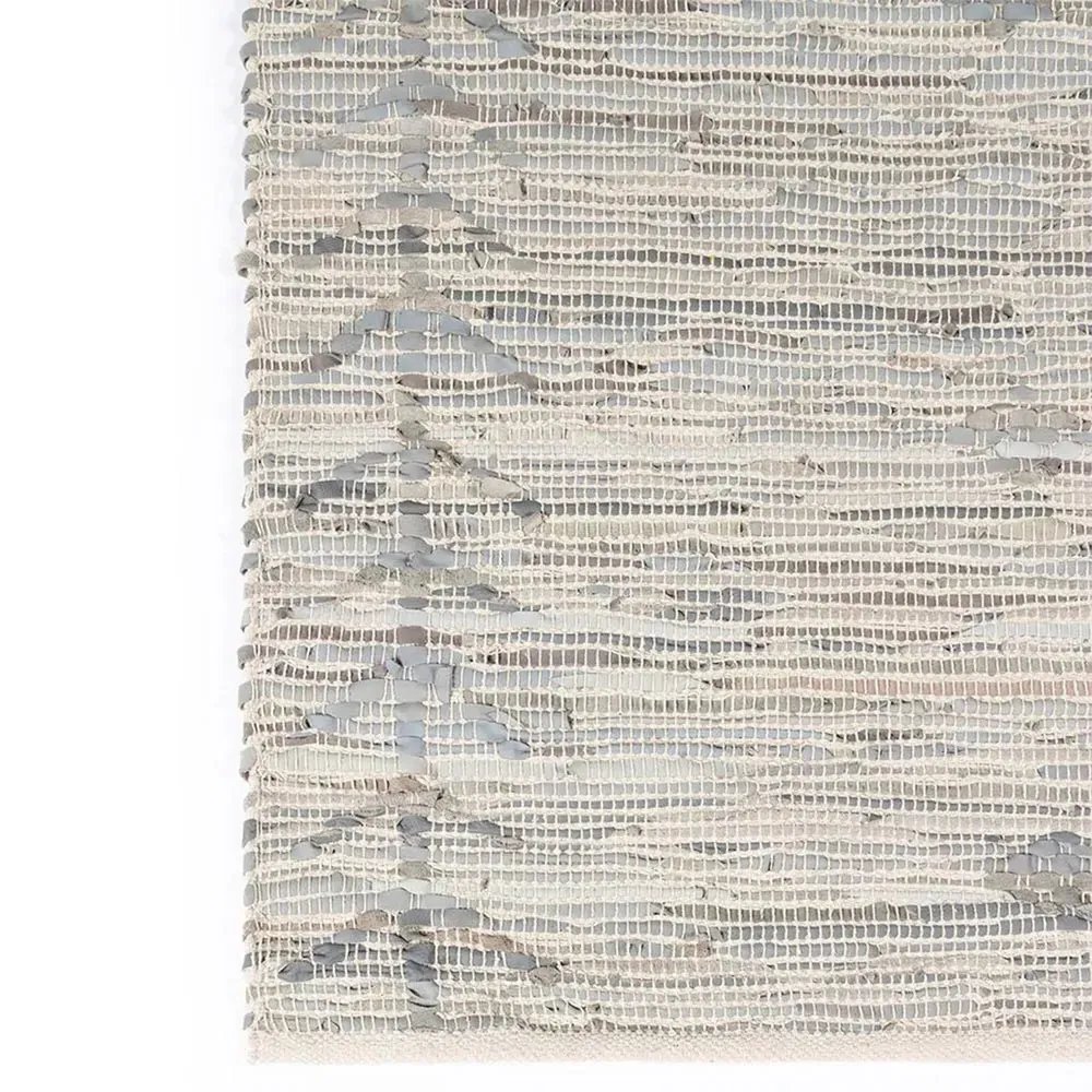 Mardox Geometric Patterned Rug - Grey, Leather