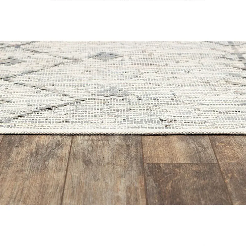 Mardox Geometric Patterned Rug - Grey, Leather