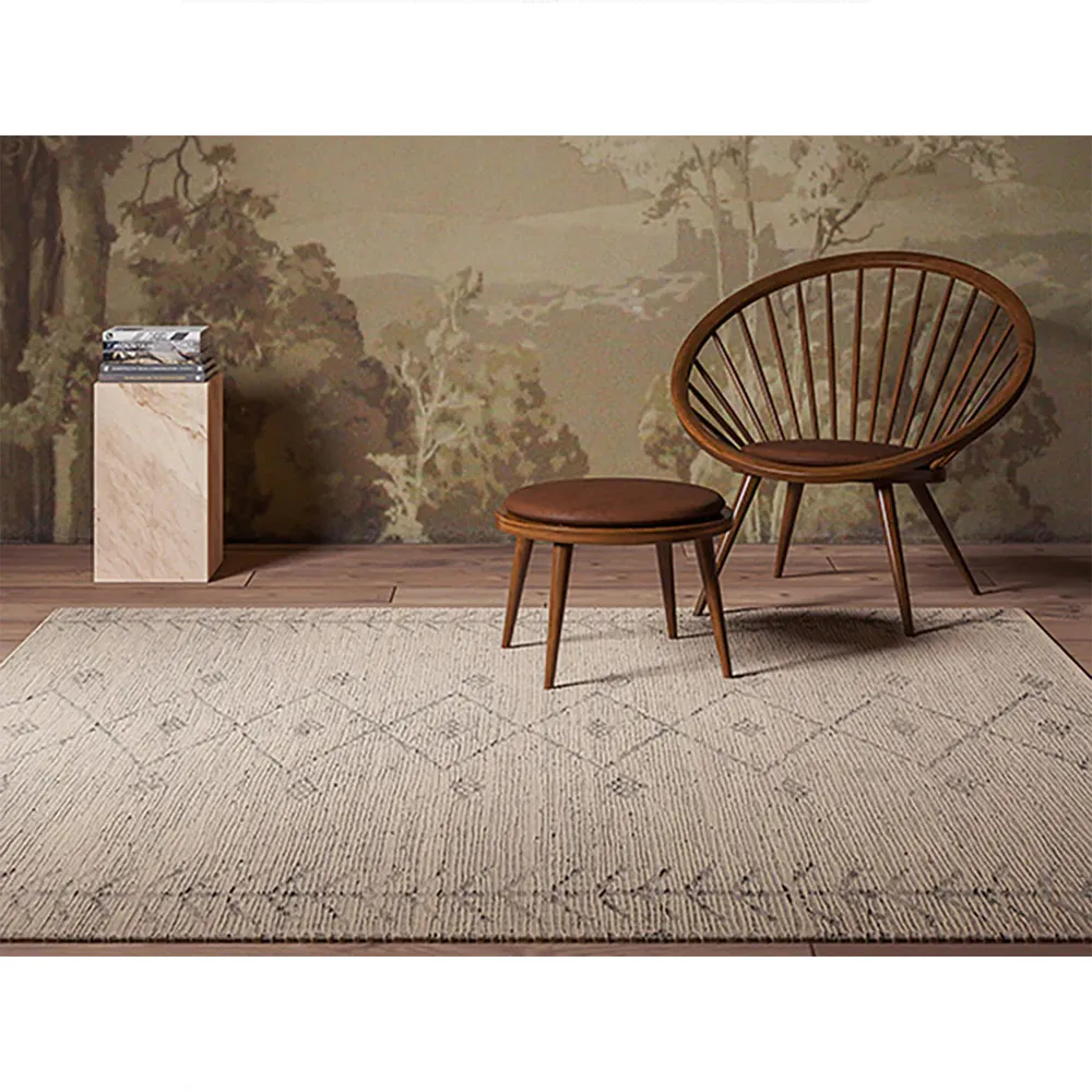 Mardox Geometric Patterned Rug - Grey, Leather