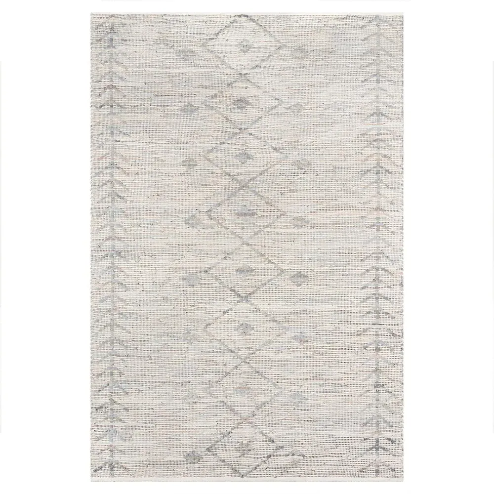 Mardox Geometric Patterned Rug - Grey, Leather
