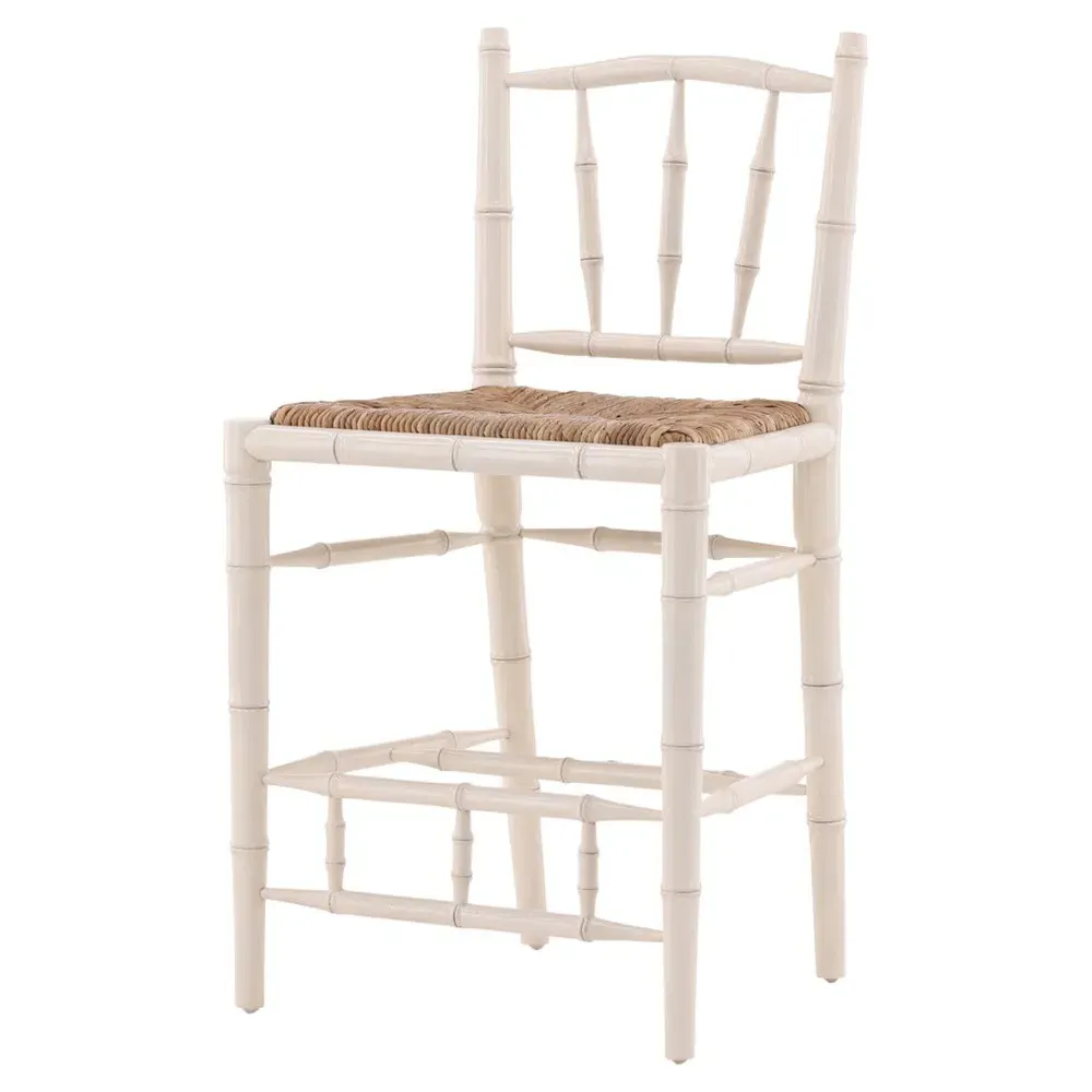 Marga Woven Rush Counter Stool - Cream, Bamboo