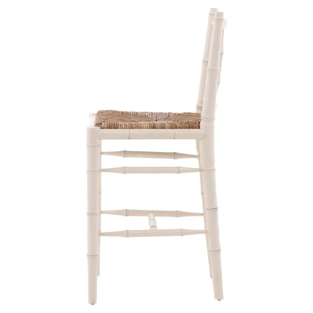 Marga Woven Rush Counter Stool - Cream, Bamboo