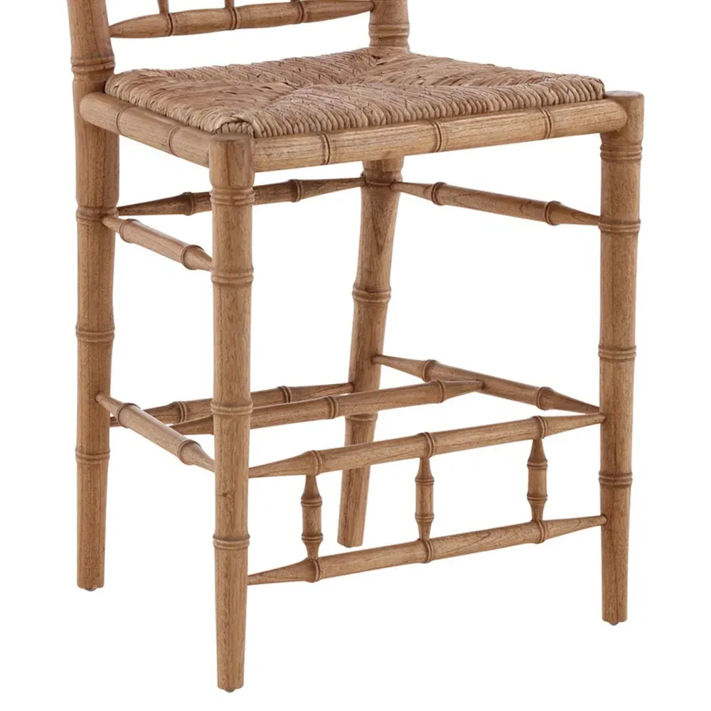 Marga Woven Rush Counter Stool - Natural, Bamboo