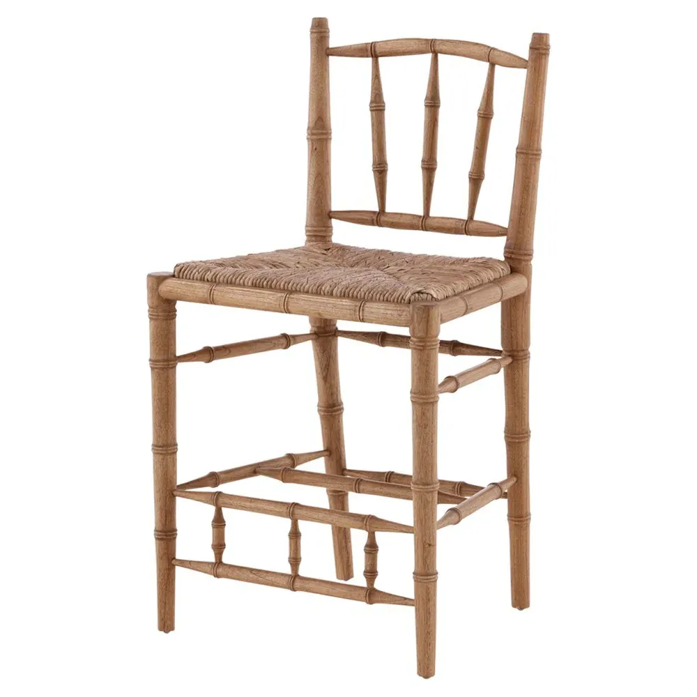 Marga Woven Rush Counter Stool - Natural, Bamboo