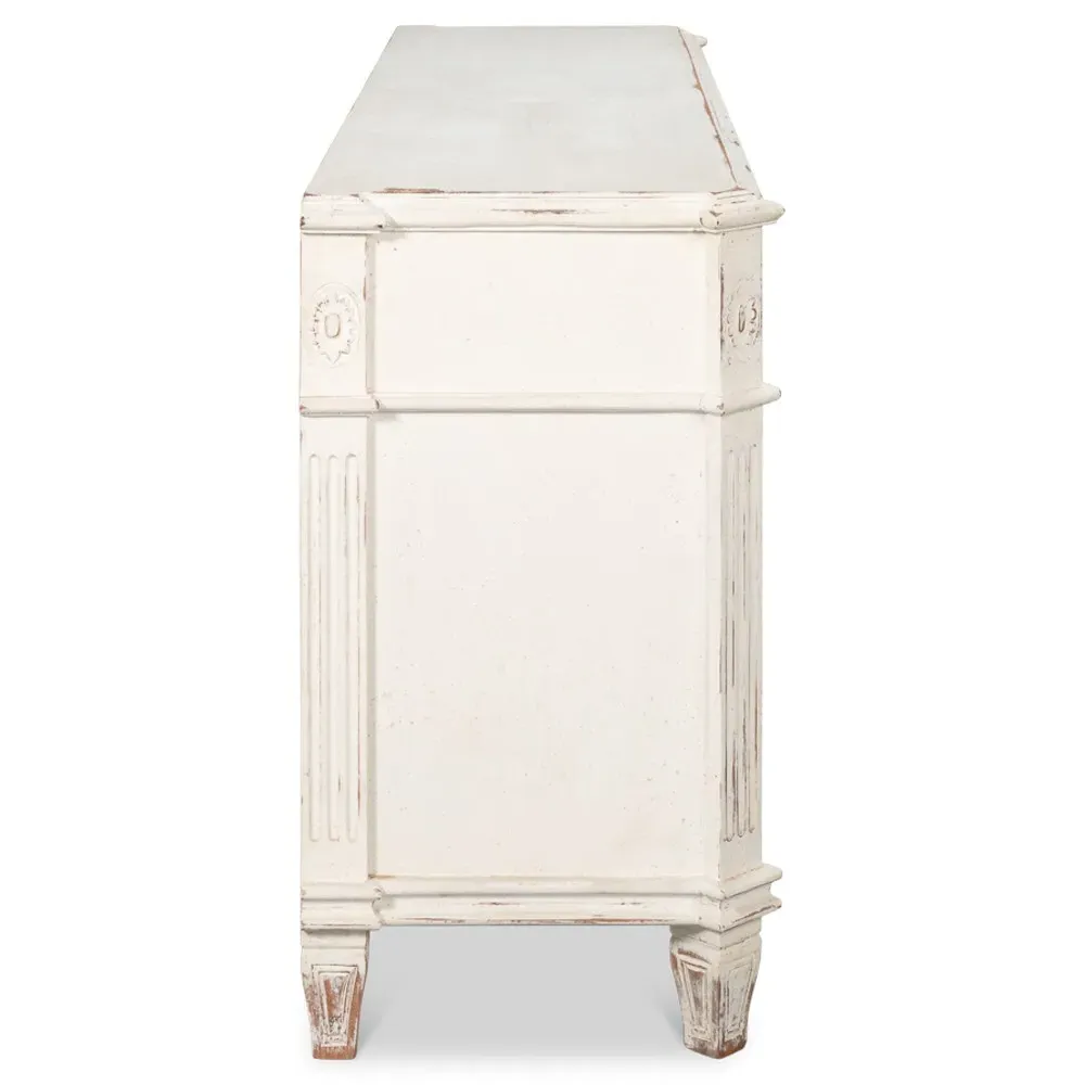 Margaret Double Dresser - White, Acacia Wood