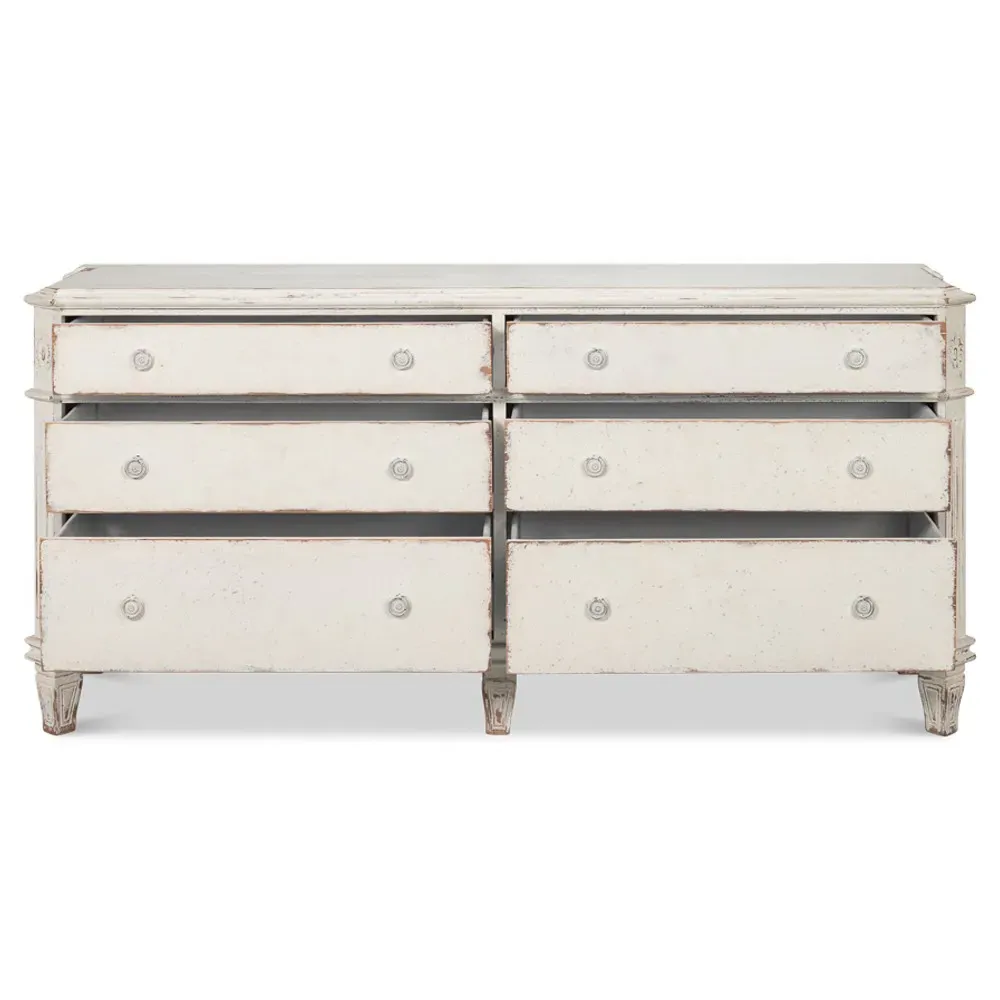 Margaret Double Dresser - White, Acacia Wood