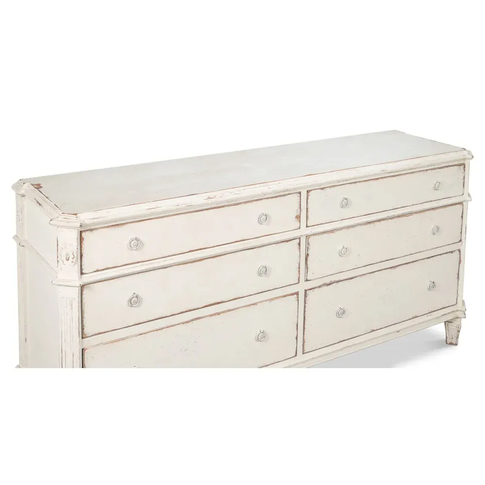Margaret Double Dresser - White, Acacia Wood