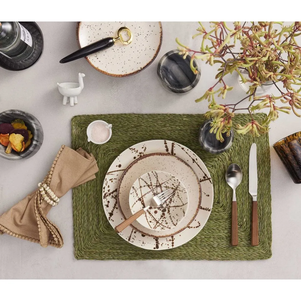 Margot Cocktail Napkin Set with Pom Pom Border - Beige, Cotton