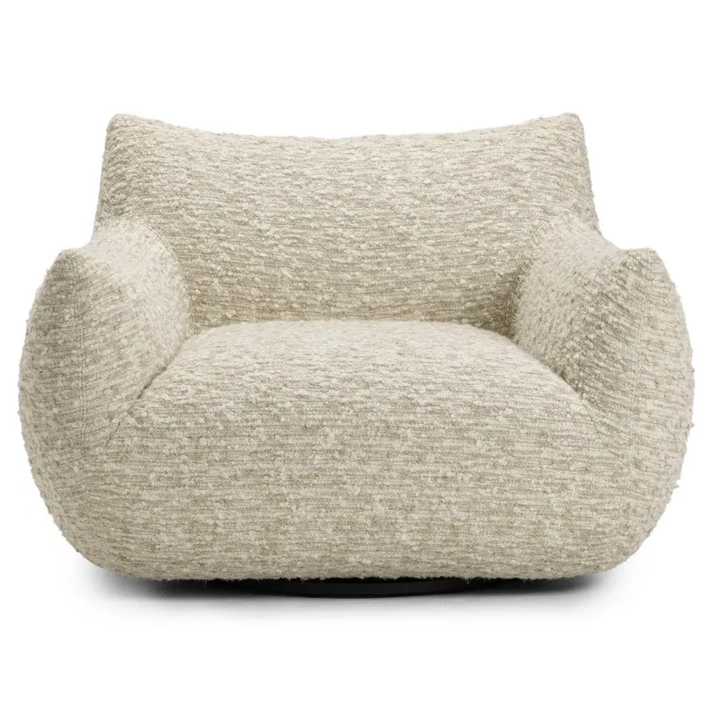 Margot Swivel Chair - Cream, Boucle
