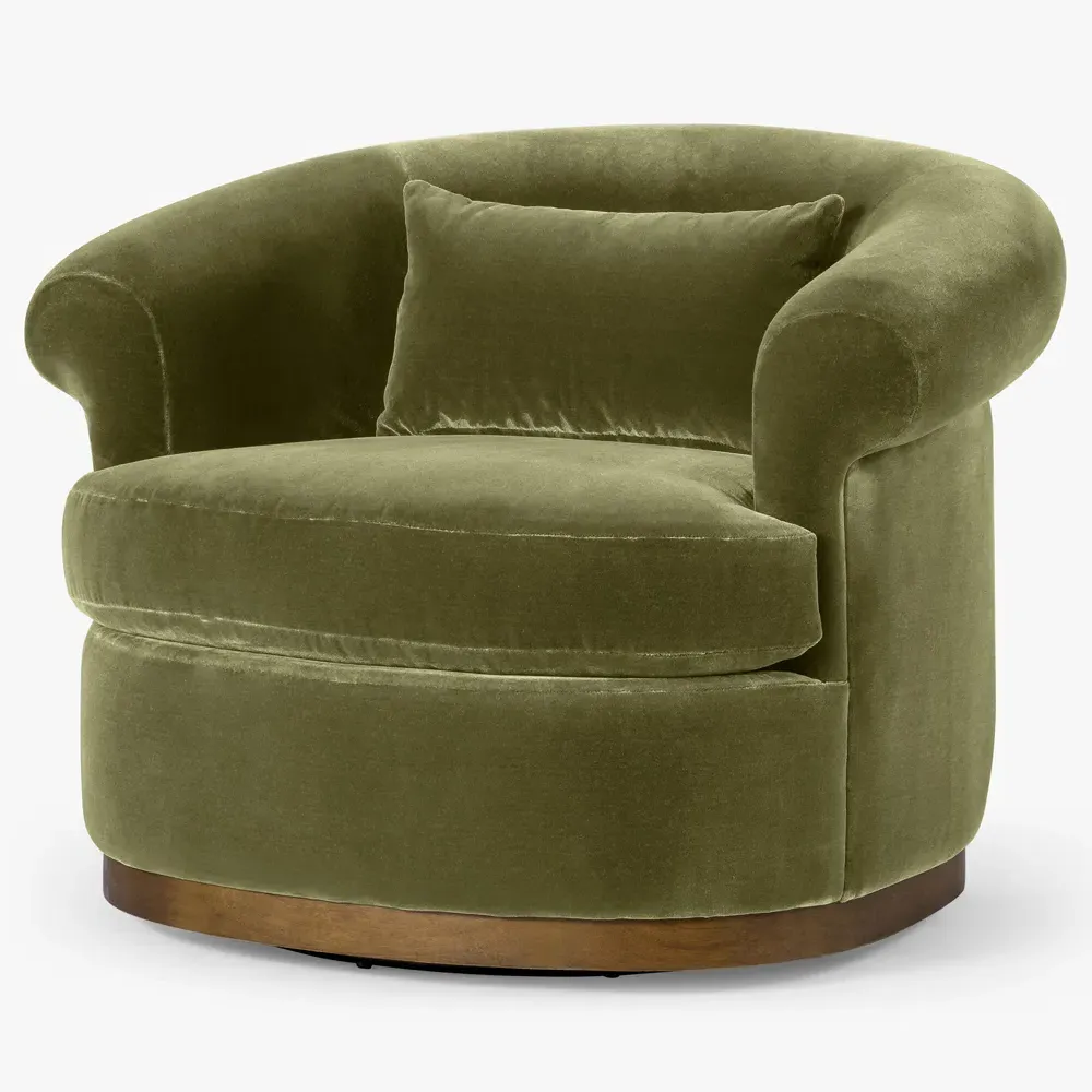 Mariam Swivel Chair - Olive, Velvet