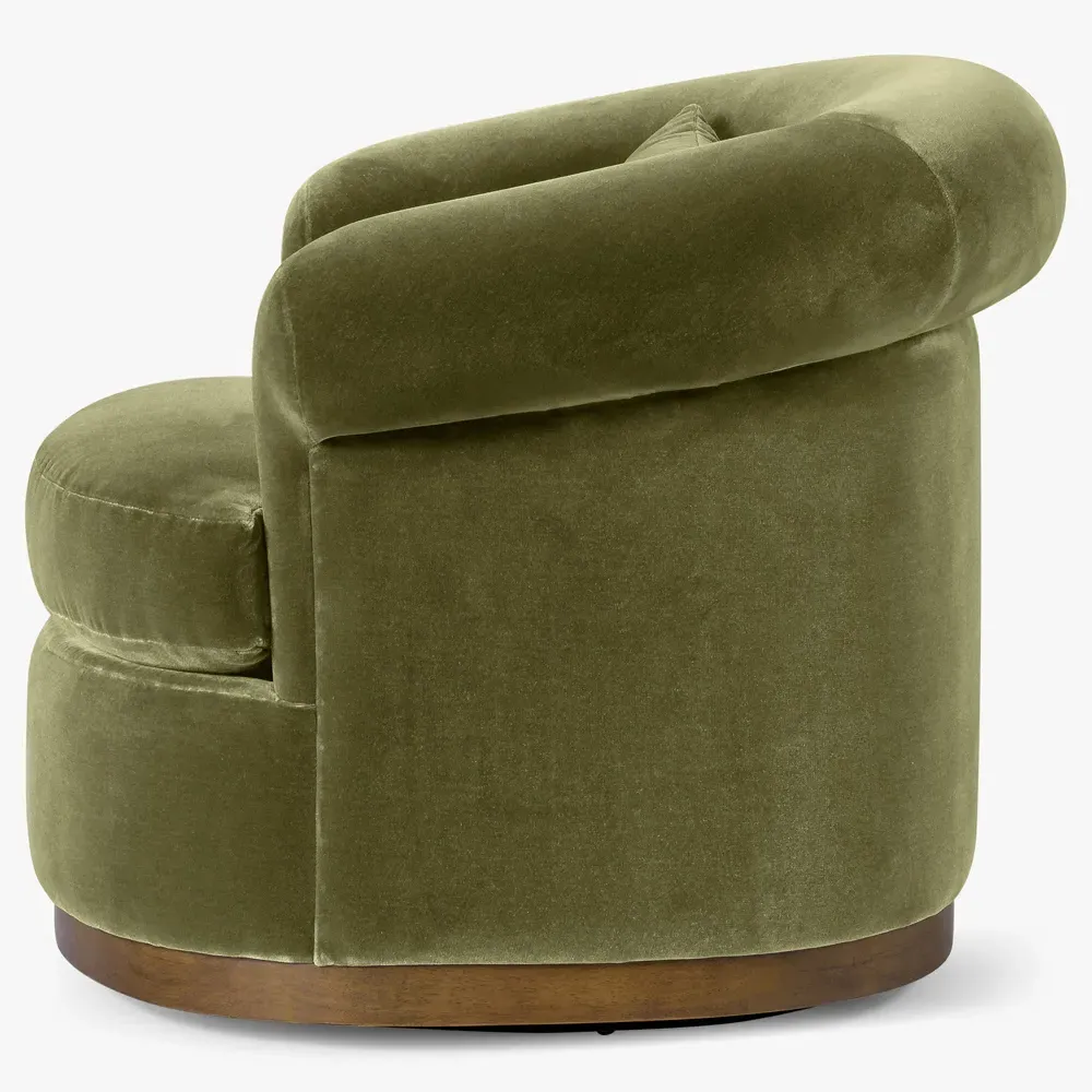 Mariam Swivel Chair - Olive, Velvet