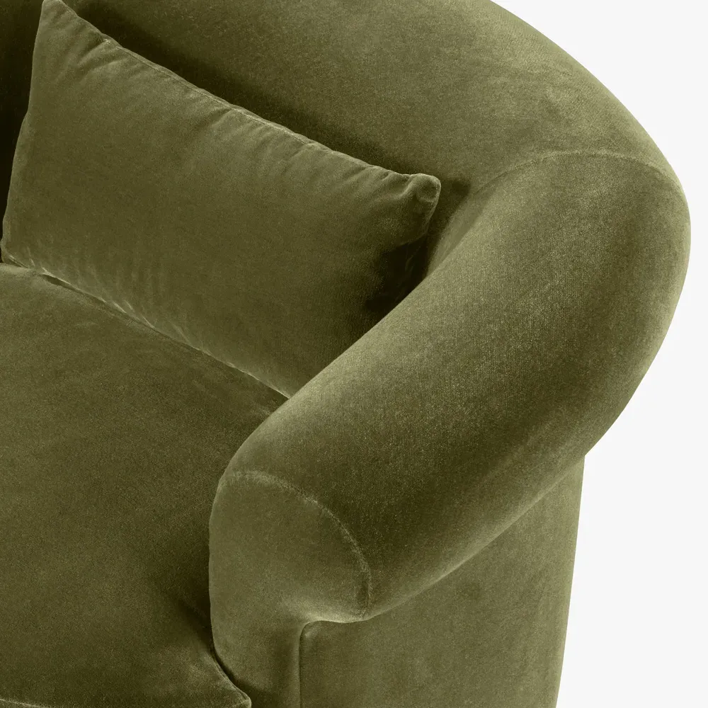 Mariam Swivel Chair - Olive, Velvet