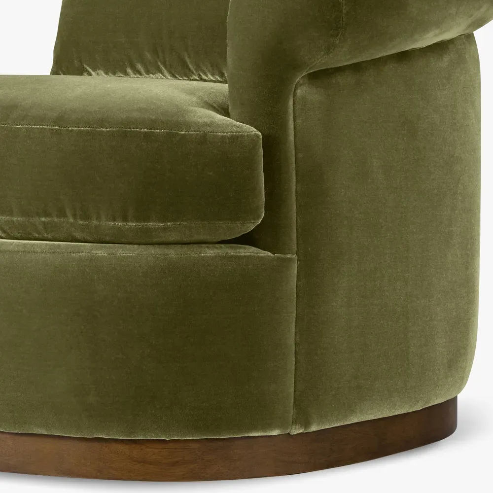 Mariam Swivel Chair - Olive, Velvet