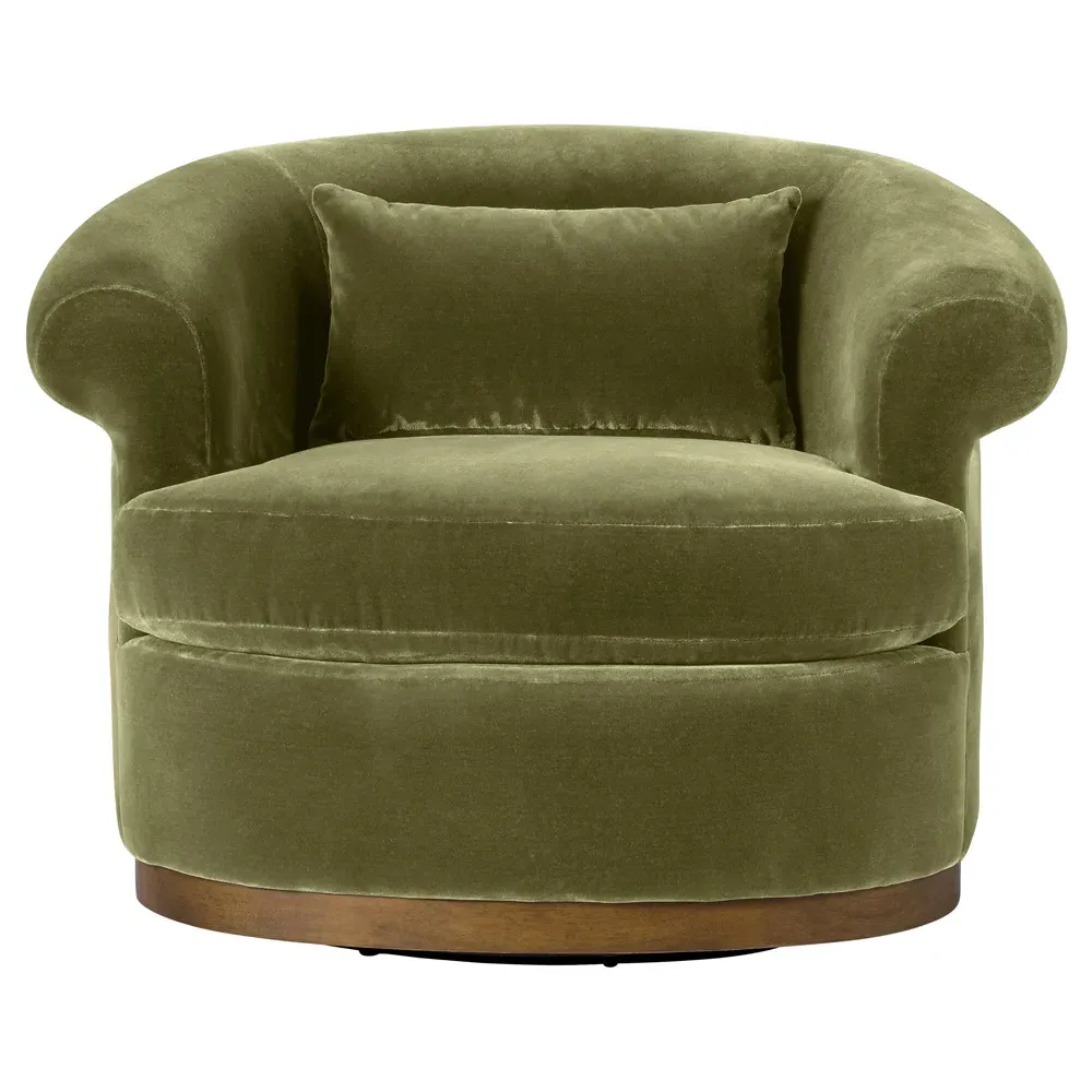 Mariam Swivel Chair - Olive, Velvet