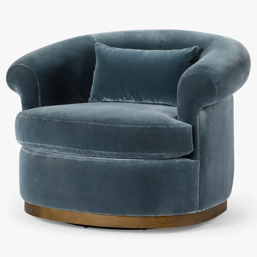Mariam Swivel Chair - Teal, Velvet