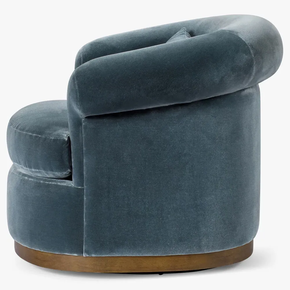 Mariam Swivel Chair - Teal, Velvet