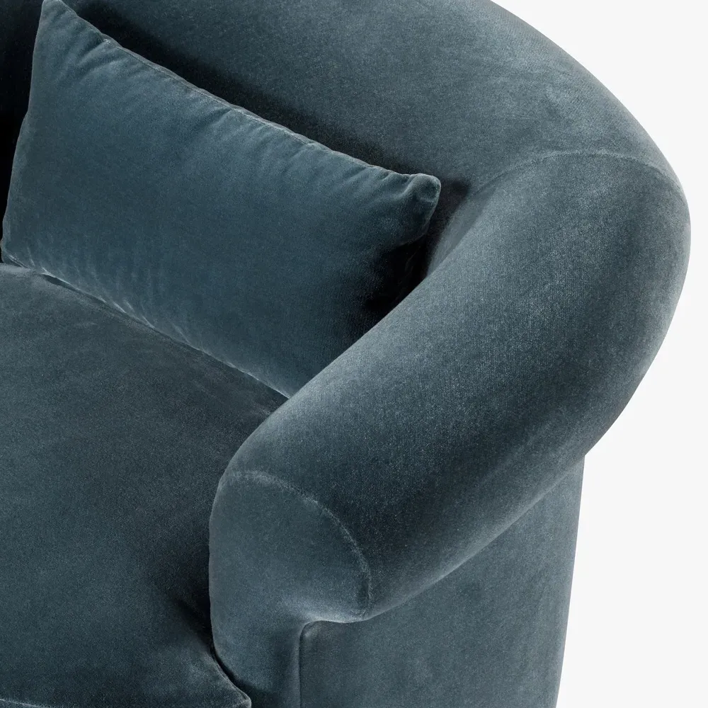 Mariam Swivel Chair - Teal, Velvet