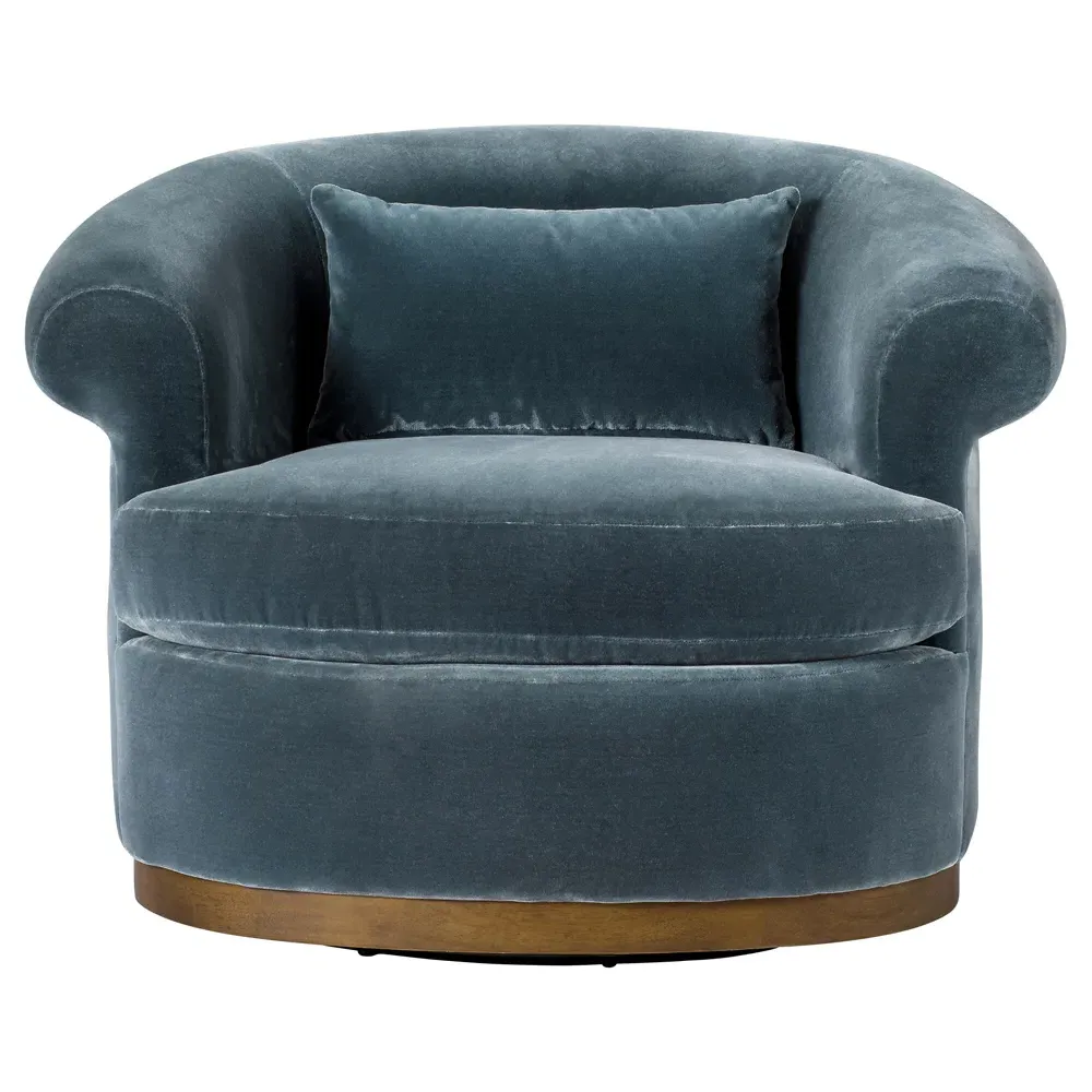 Mariam Swivel Chair - Teal, Velvet