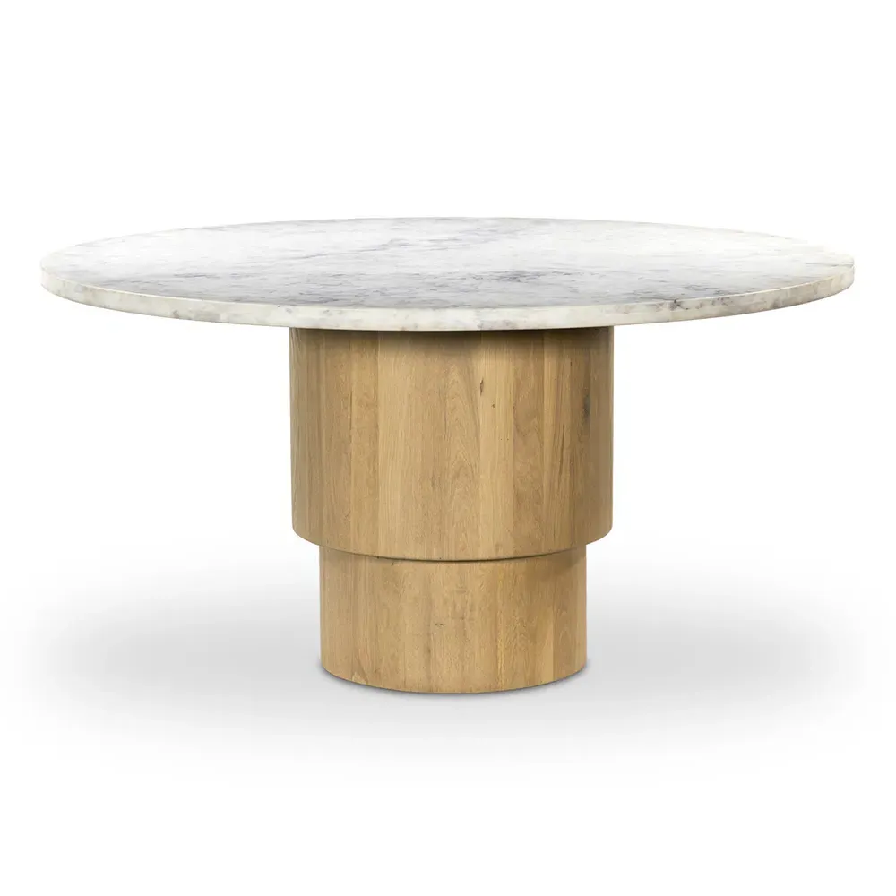 Mariana Round Dining Table - White, Oak image