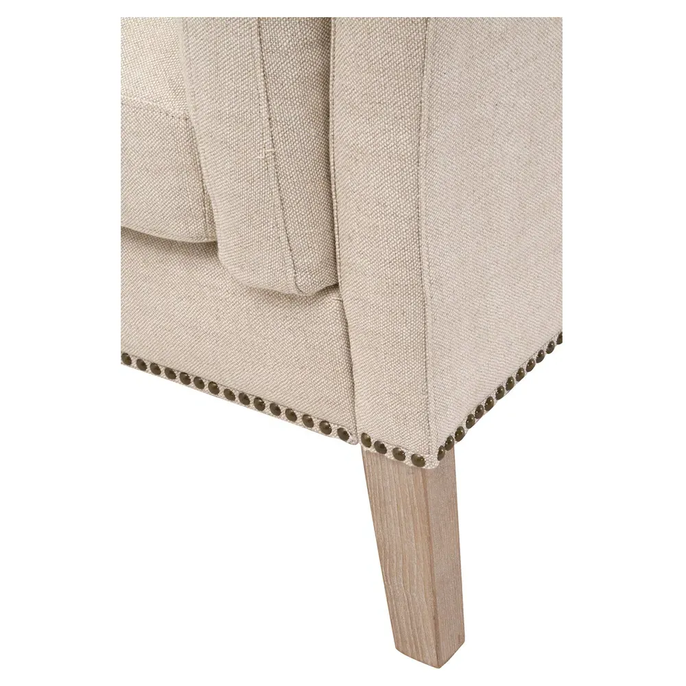 Maribelle Upholstered Bench with Nailhead Trim - Cream, Fabric
