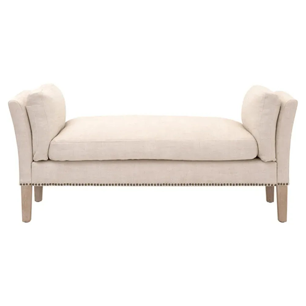 Maribelle Upholstered Bench with Nailhead Trim - Cream, Fabric image