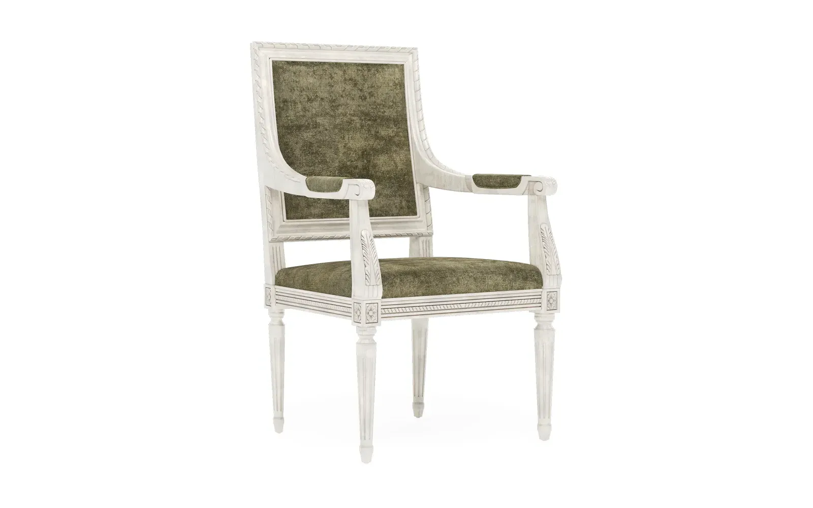 Marielle Dining Arm Chair - Fern Velvet, Hardwood