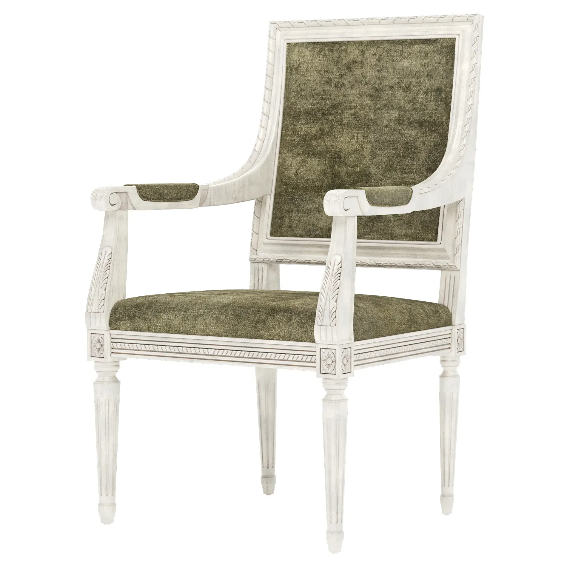 Marielle Dining Arm Chair - Fern Velvet, Hardwood