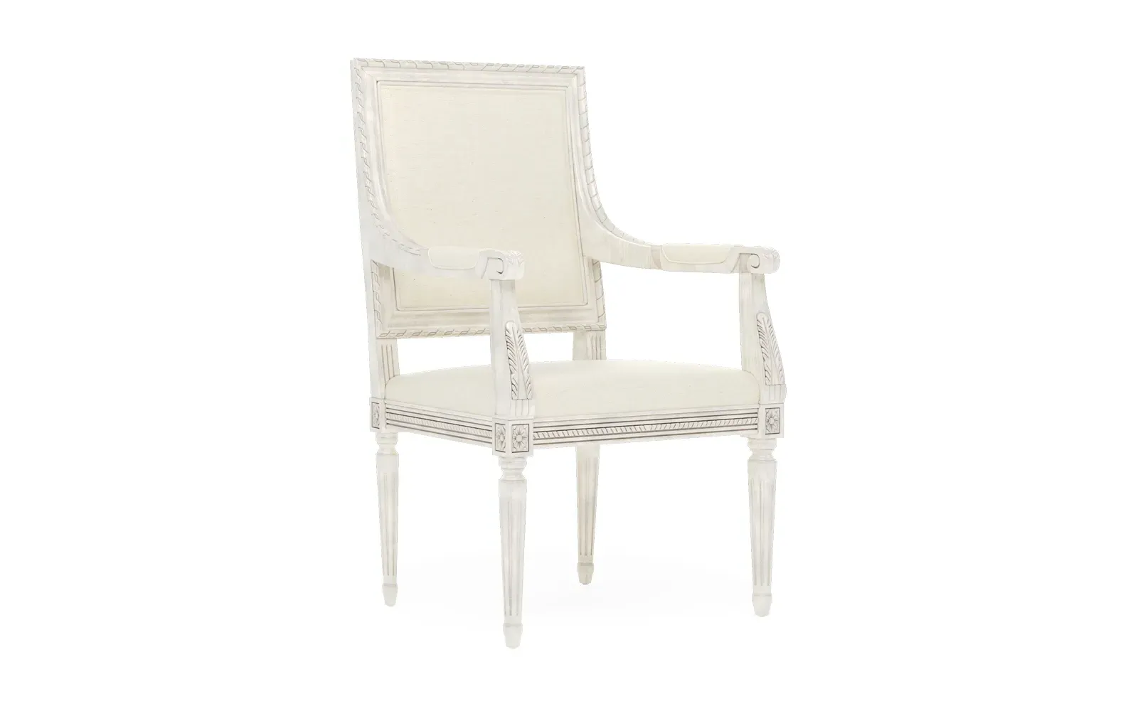 Marielle Dining Arm Chair - Heathered Ivory, Hardwood