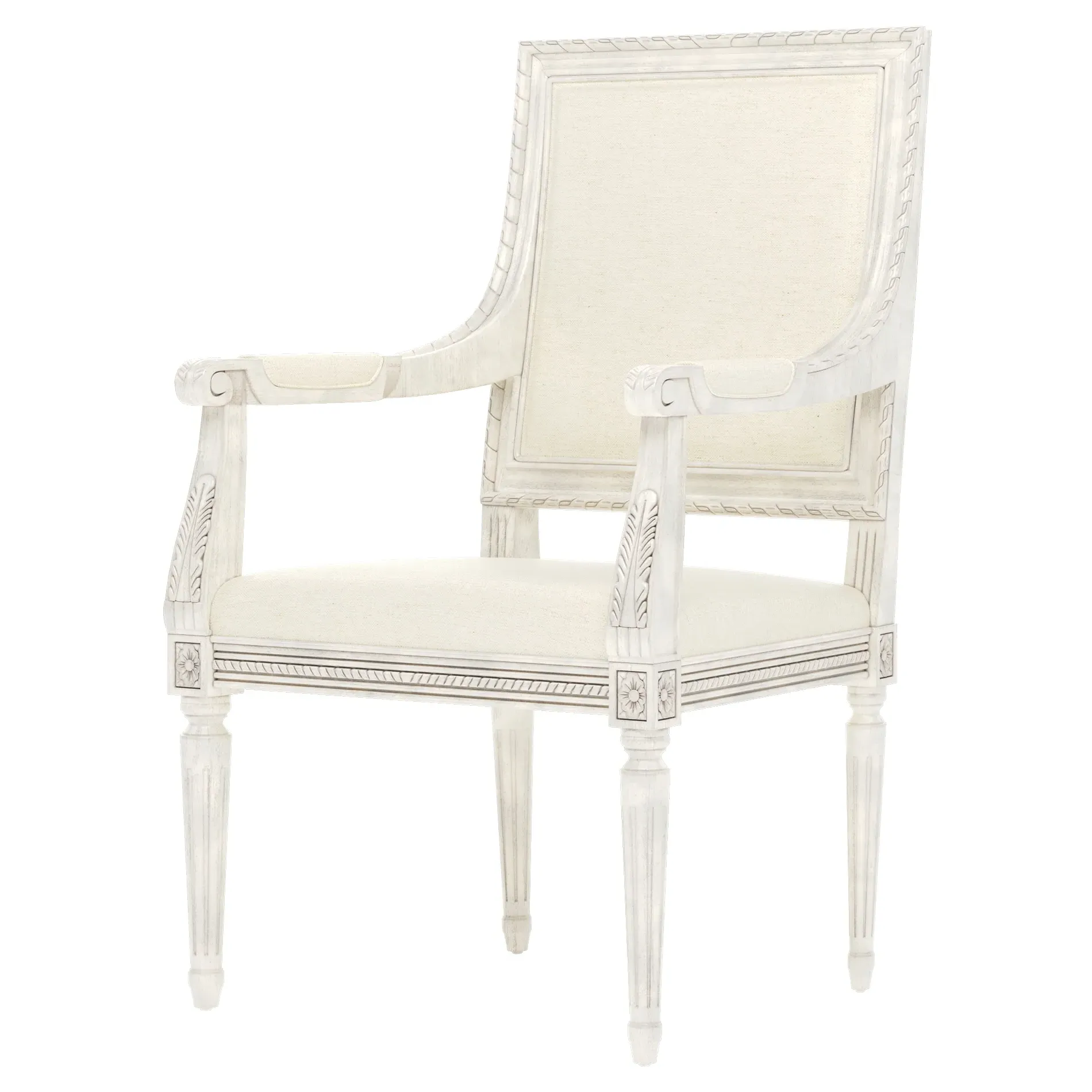 Marielle Dining Arm Chair - Heathered Ivory, Hardwood