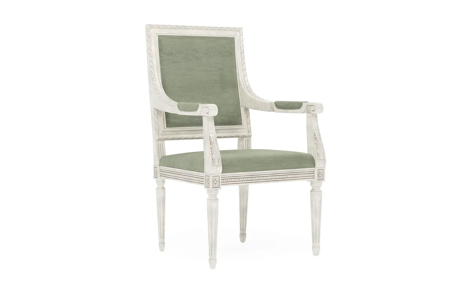 Marielle Dining Arm Chair - Lustre Verde, Velvet