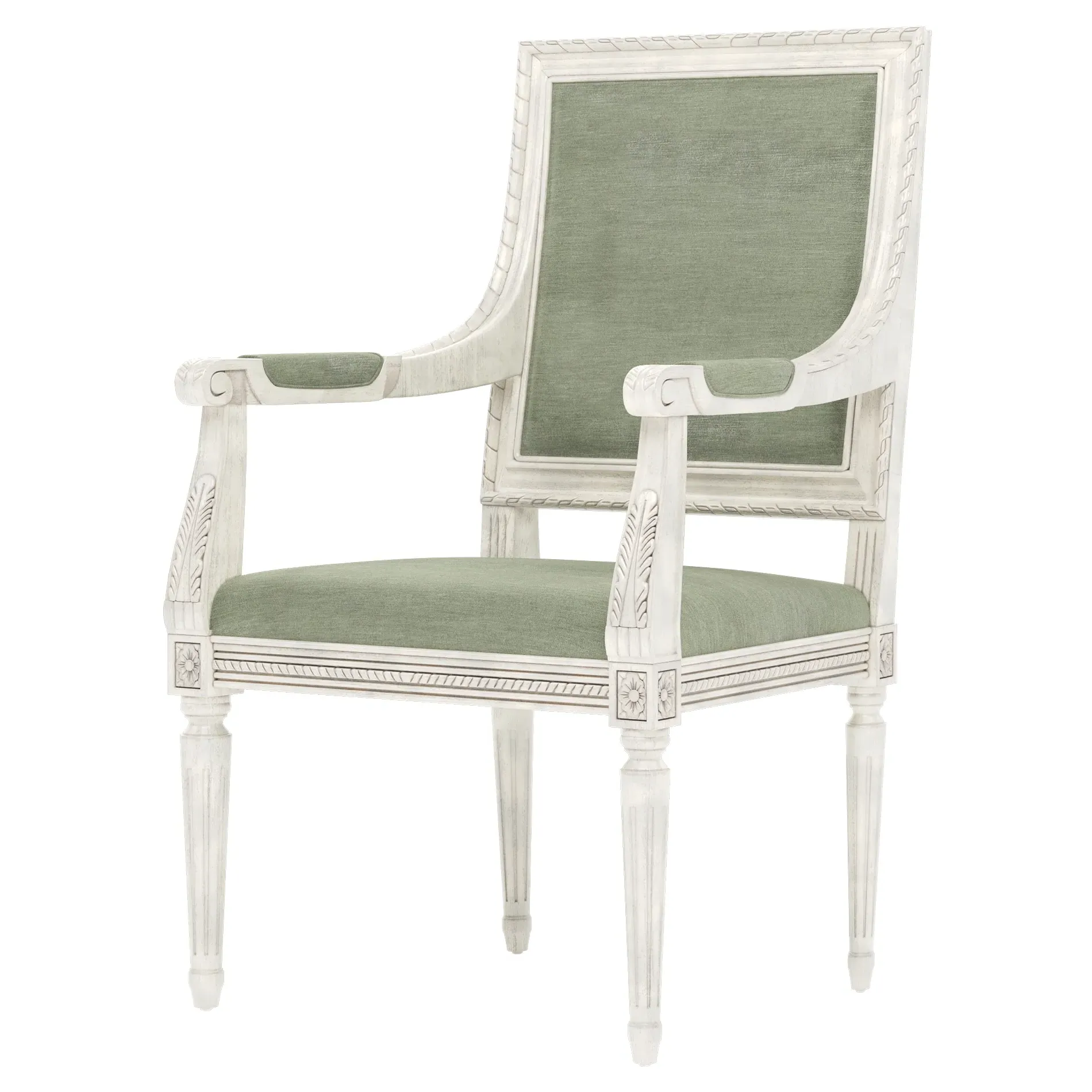 Marielle Dining Arm Chair - Lustre Verde, Velvet