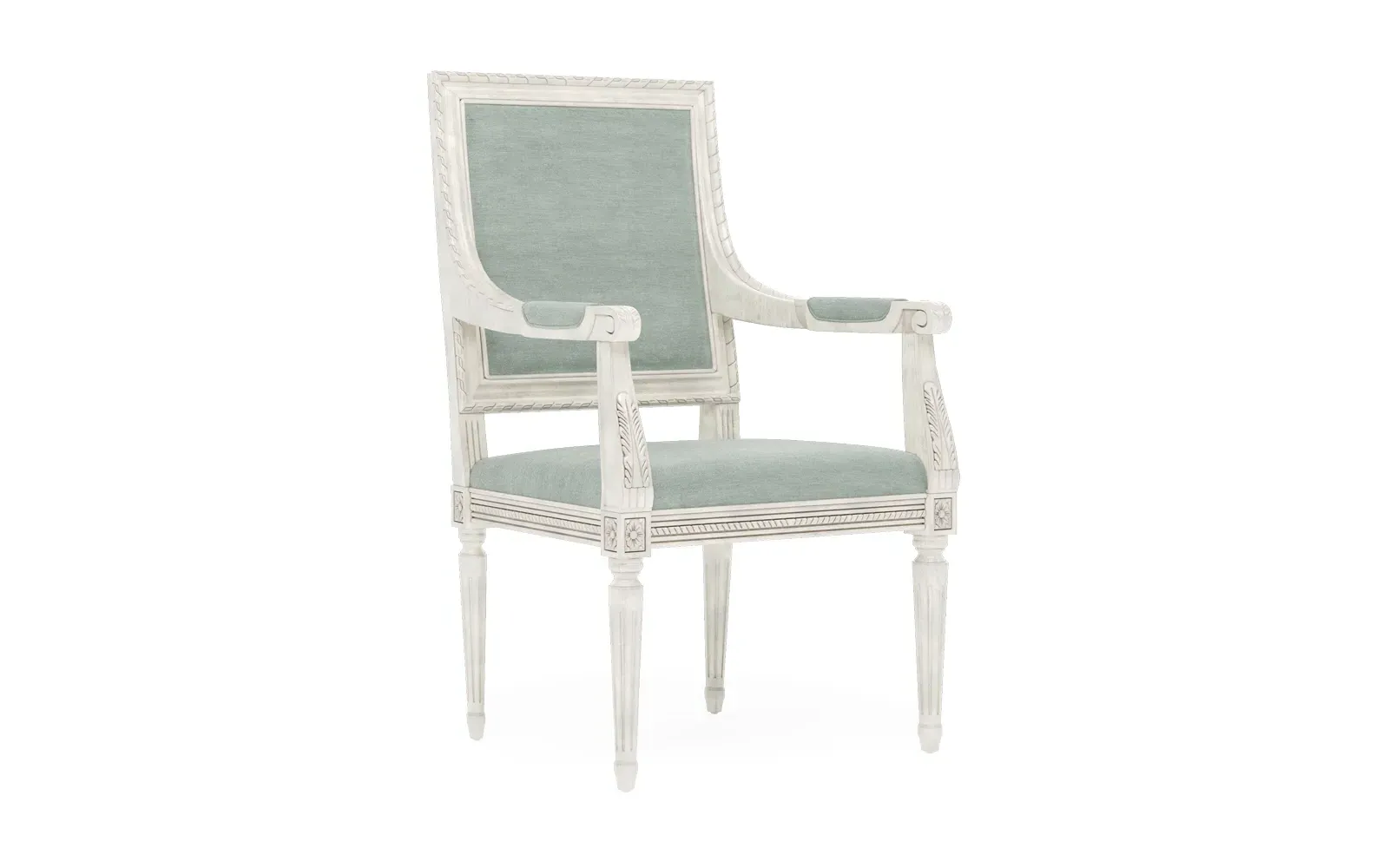 Marielle Dining Arm Chair - Sea Mist, Velvet