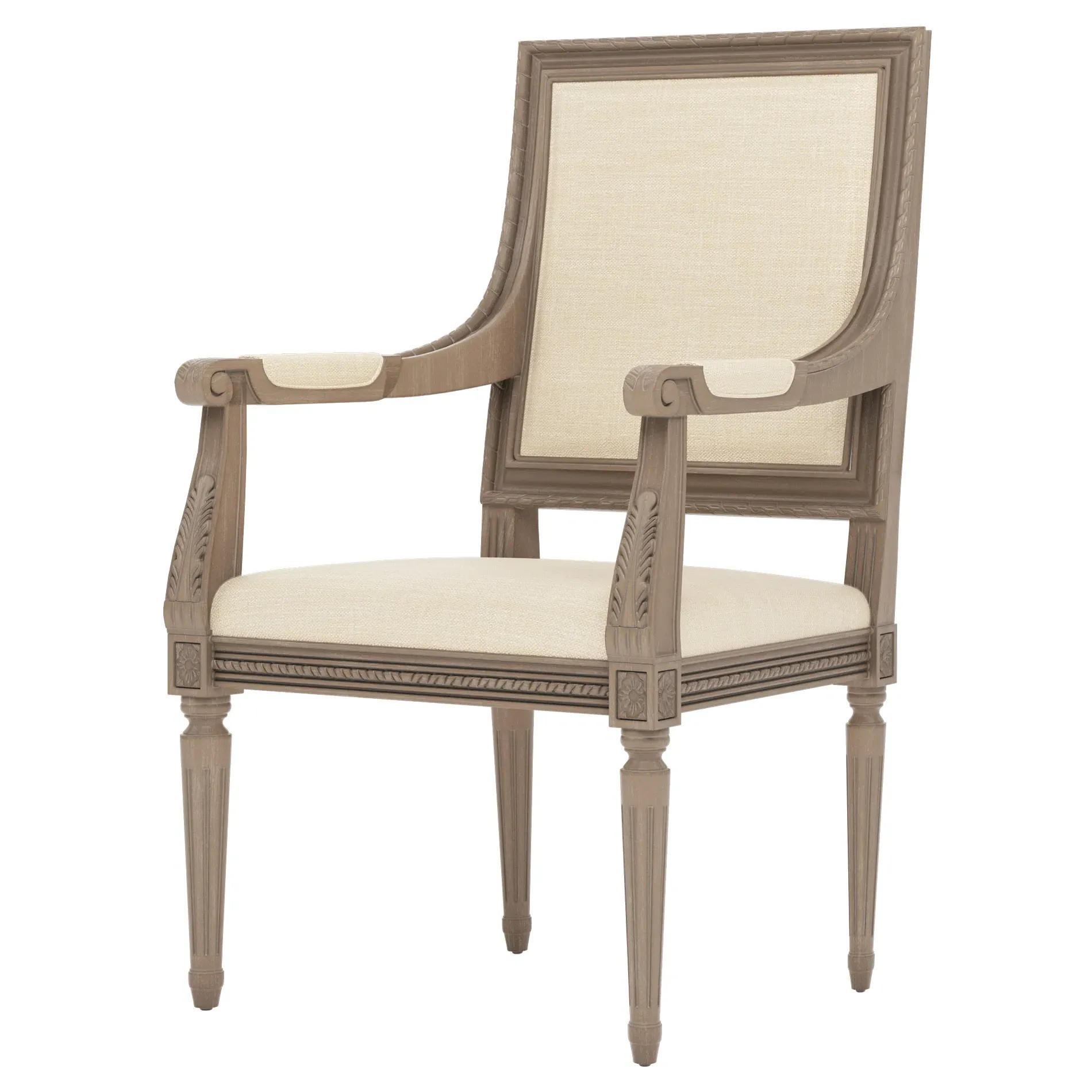 Marielle Textured Weave Dining Arm Chair - Bisque, Driftwood