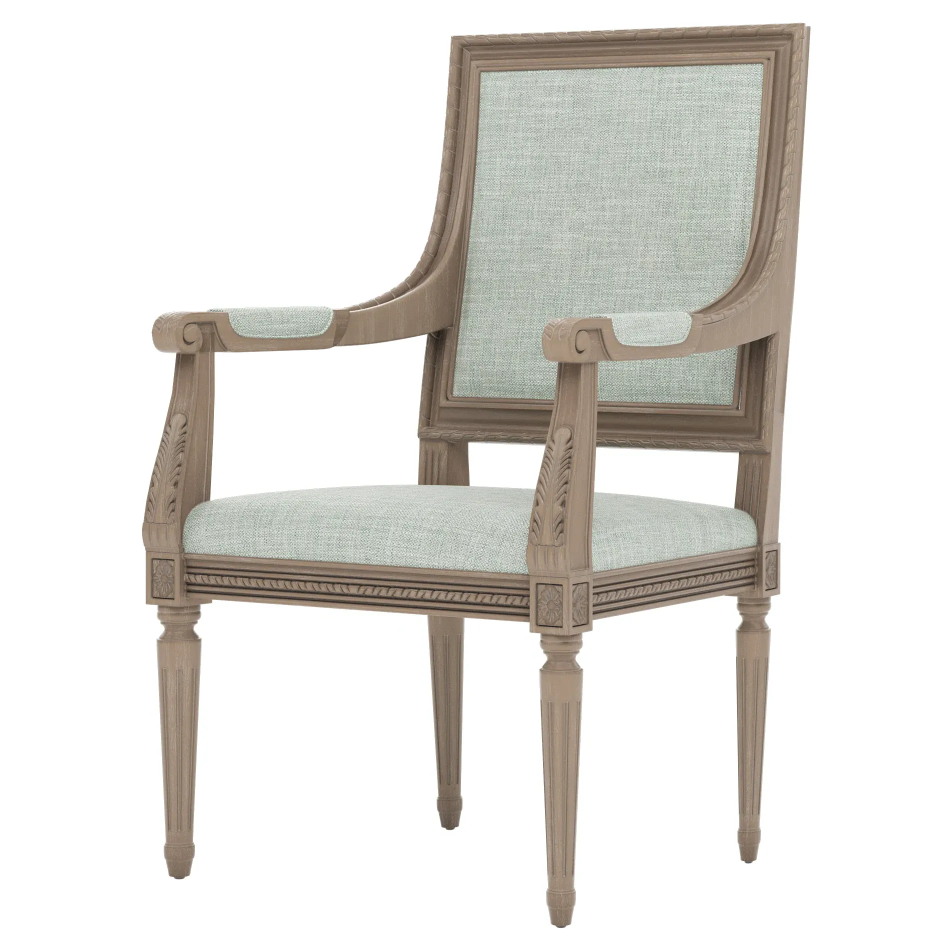 Marielle Textured Weave Dining Arm Chair - Blue, Driftwood