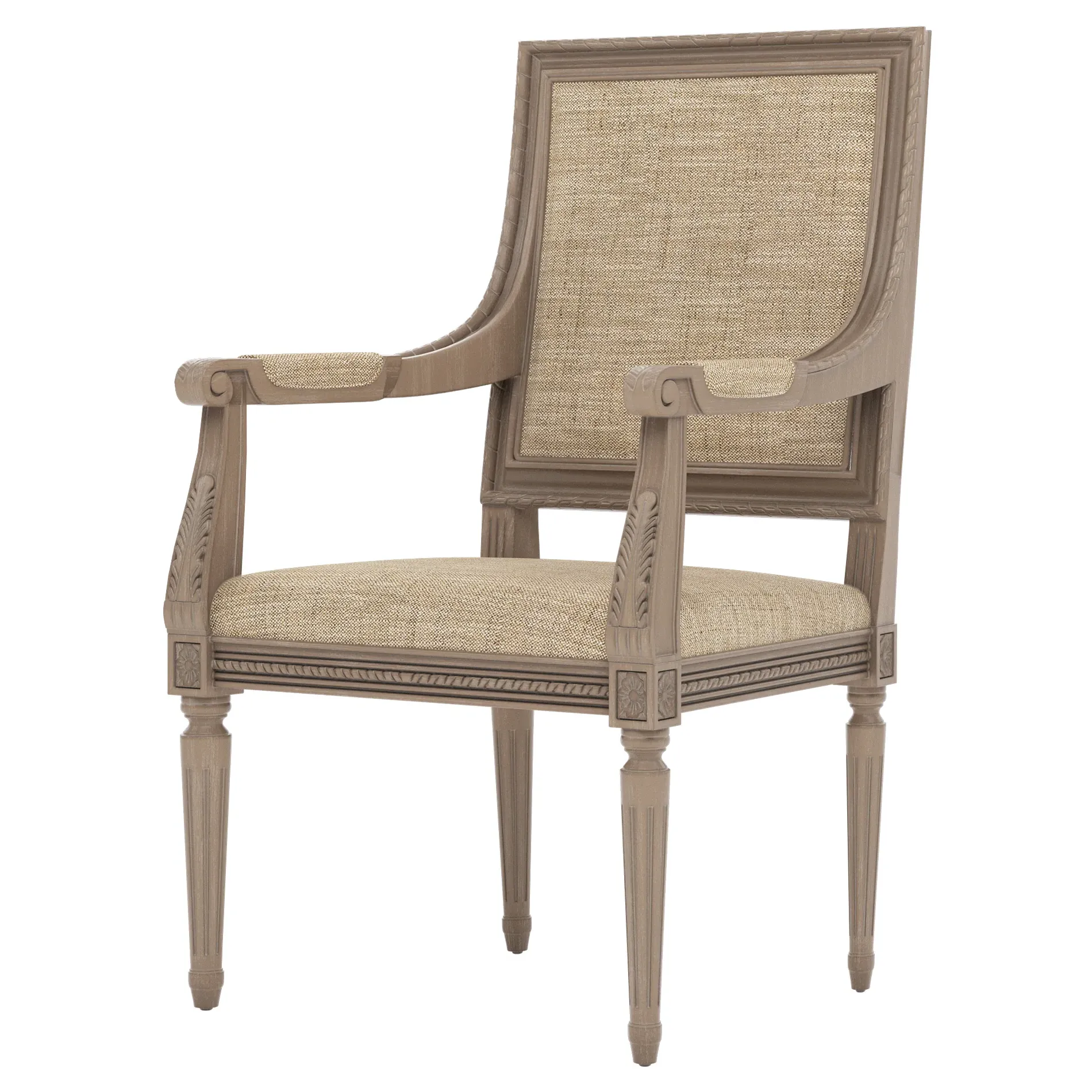 Marielle Textured Weave Dining Arm Chair - Mocha, Driftwood