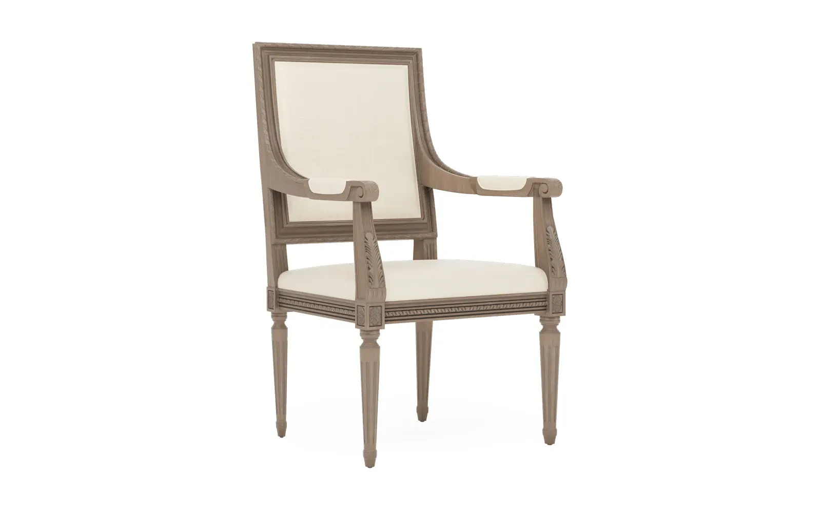 Marielle Textured Weave Dining Arm Chair - White, Driftwood