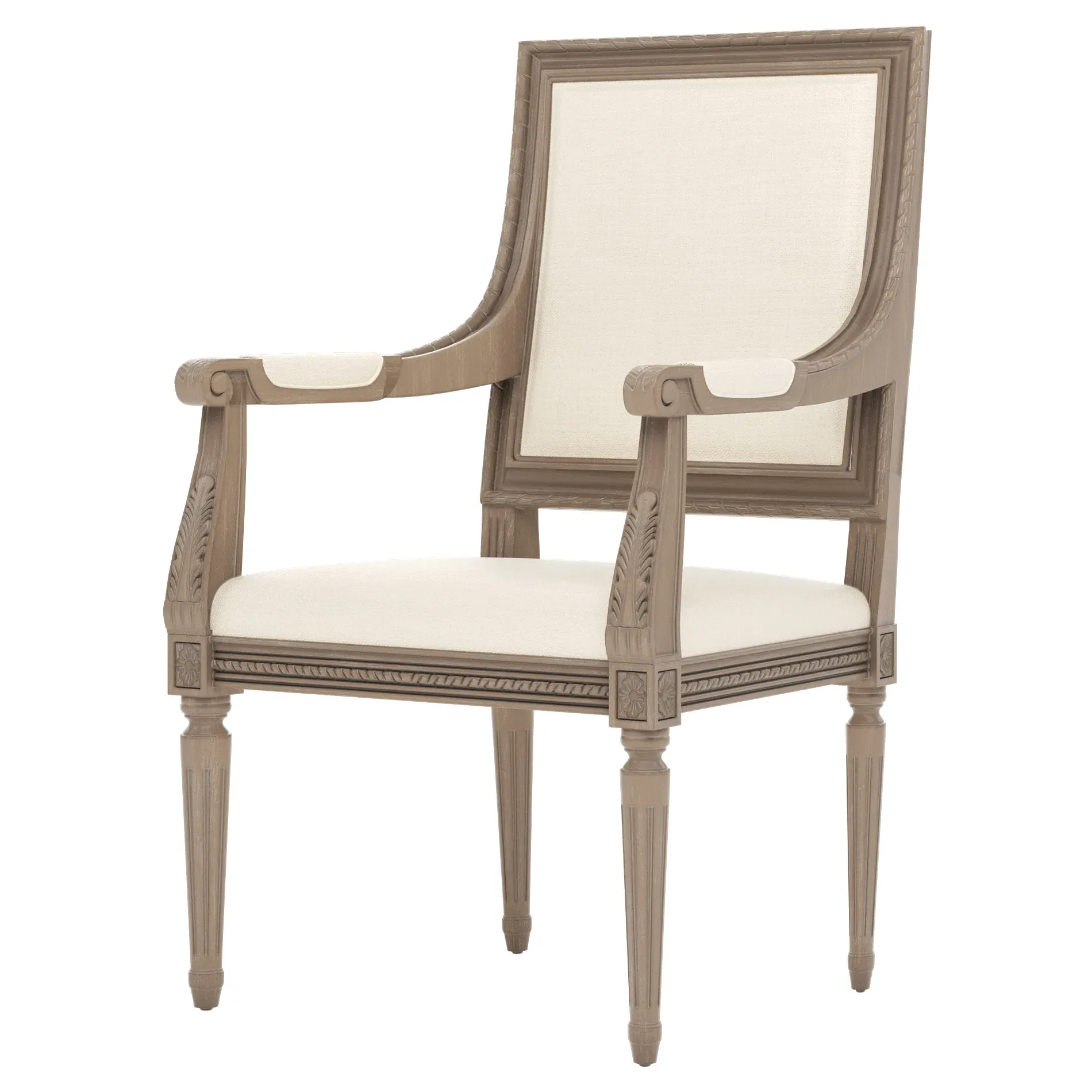 Marielle Textured Weave Dining Arm Chair - White, Driftwood
