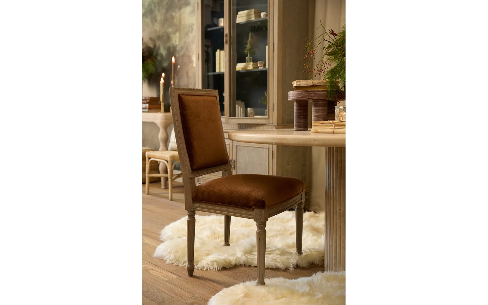 Marielle Textured Weave Dining Side Chair - Bisque, Driftwood