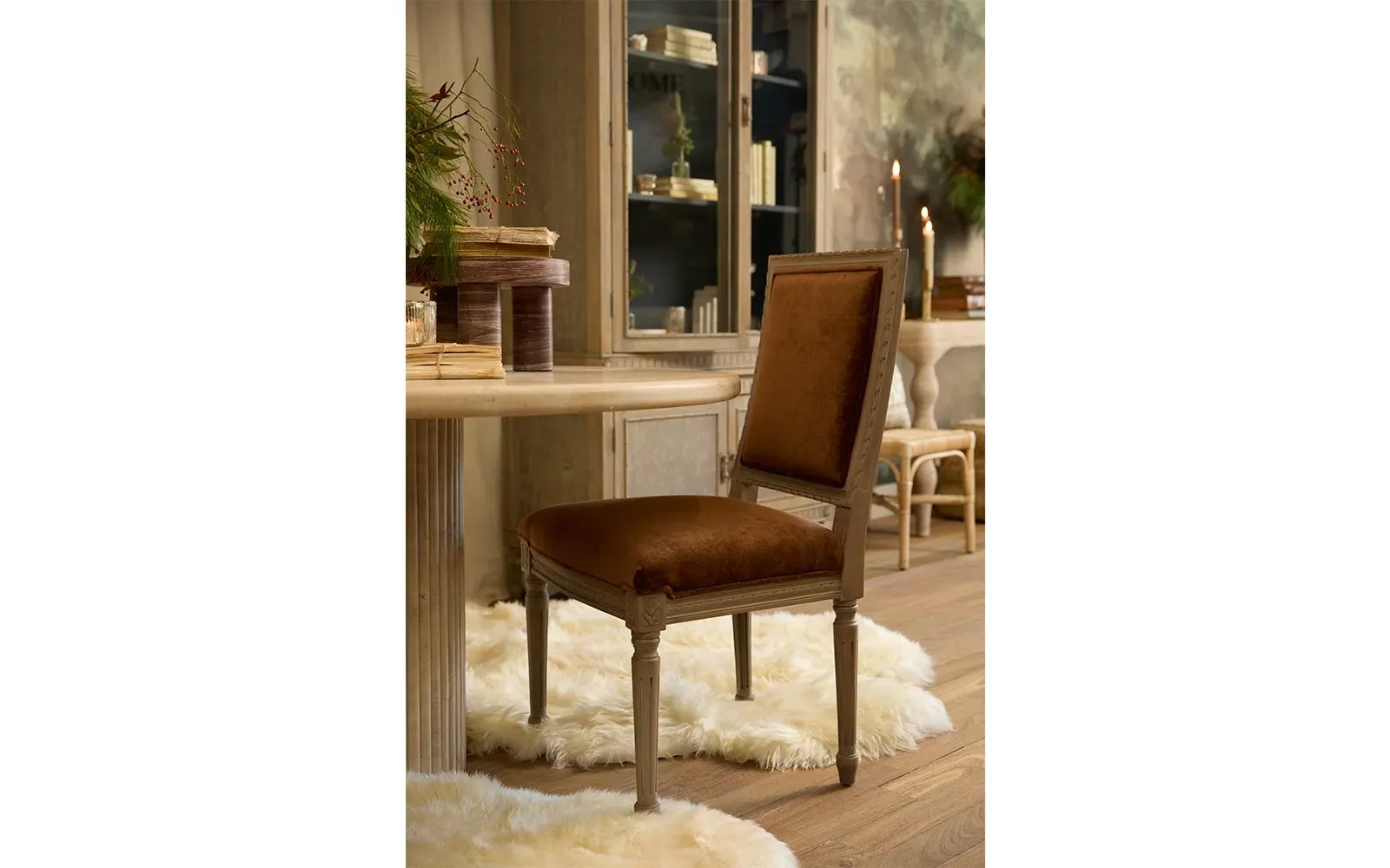 Marielle Textured Weave Dining Side Chair - White, Driftwood