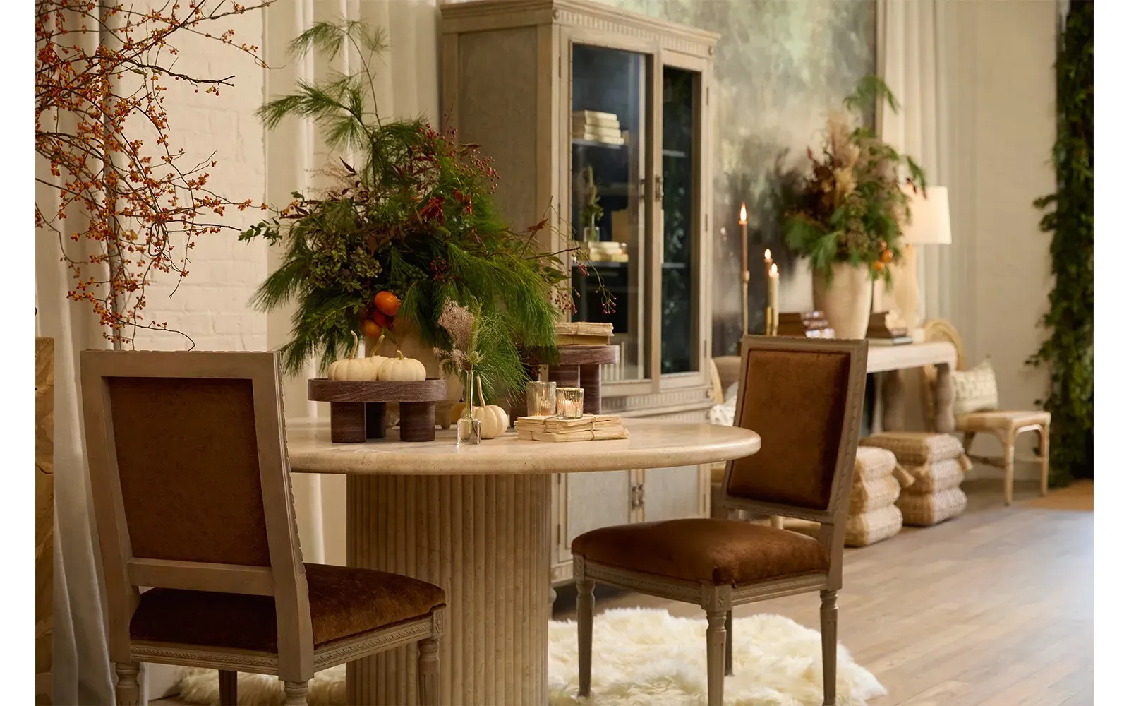 Marielle Velvet Dining Side Chair - Willow Green, Driftwood