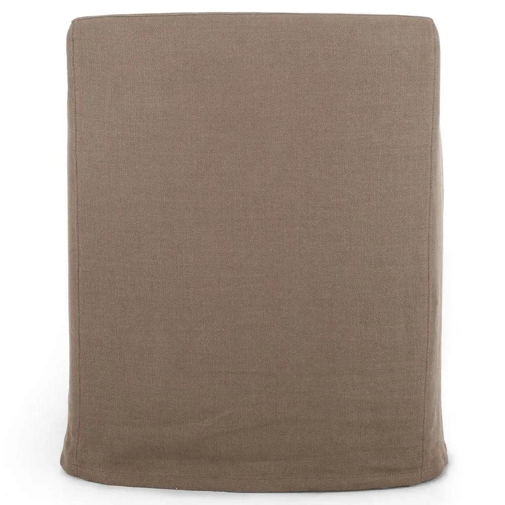 Marika Slipcovered Caster Dining Arm Chair - Brown, Linen