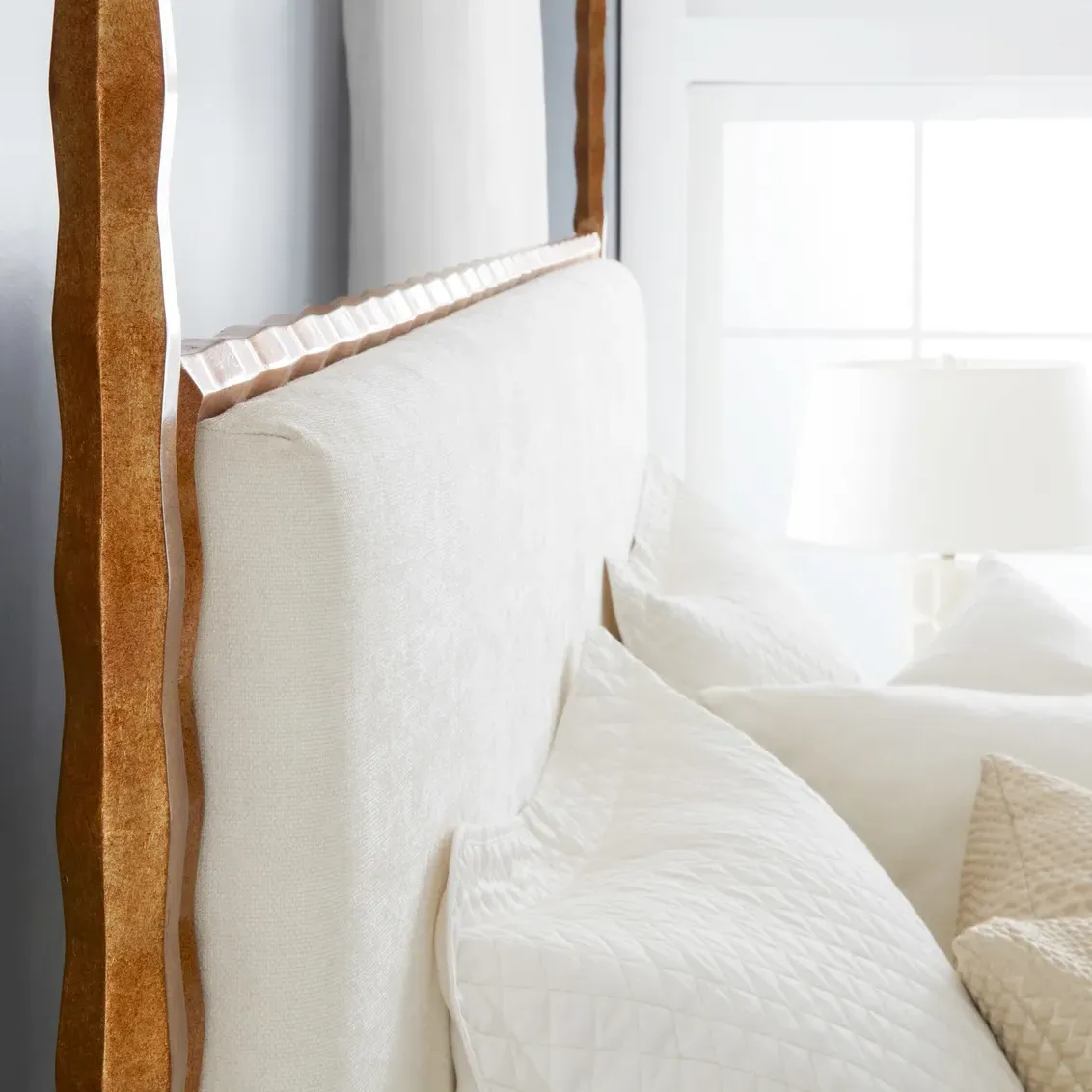 Marilyn King Size Canopy Bed - Gold, Linen