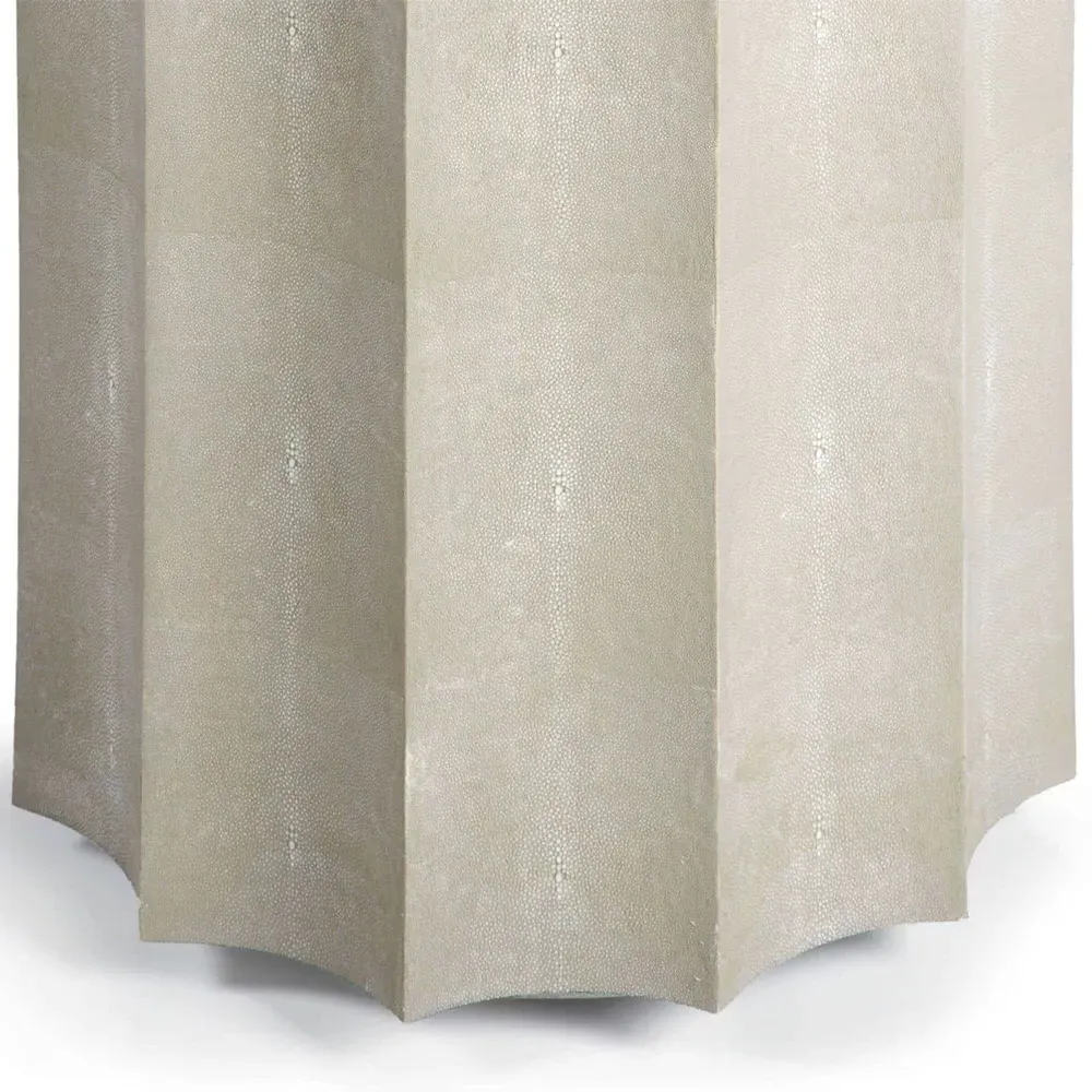 Marilyn Round Side Table - Beige, Faux Shagreen