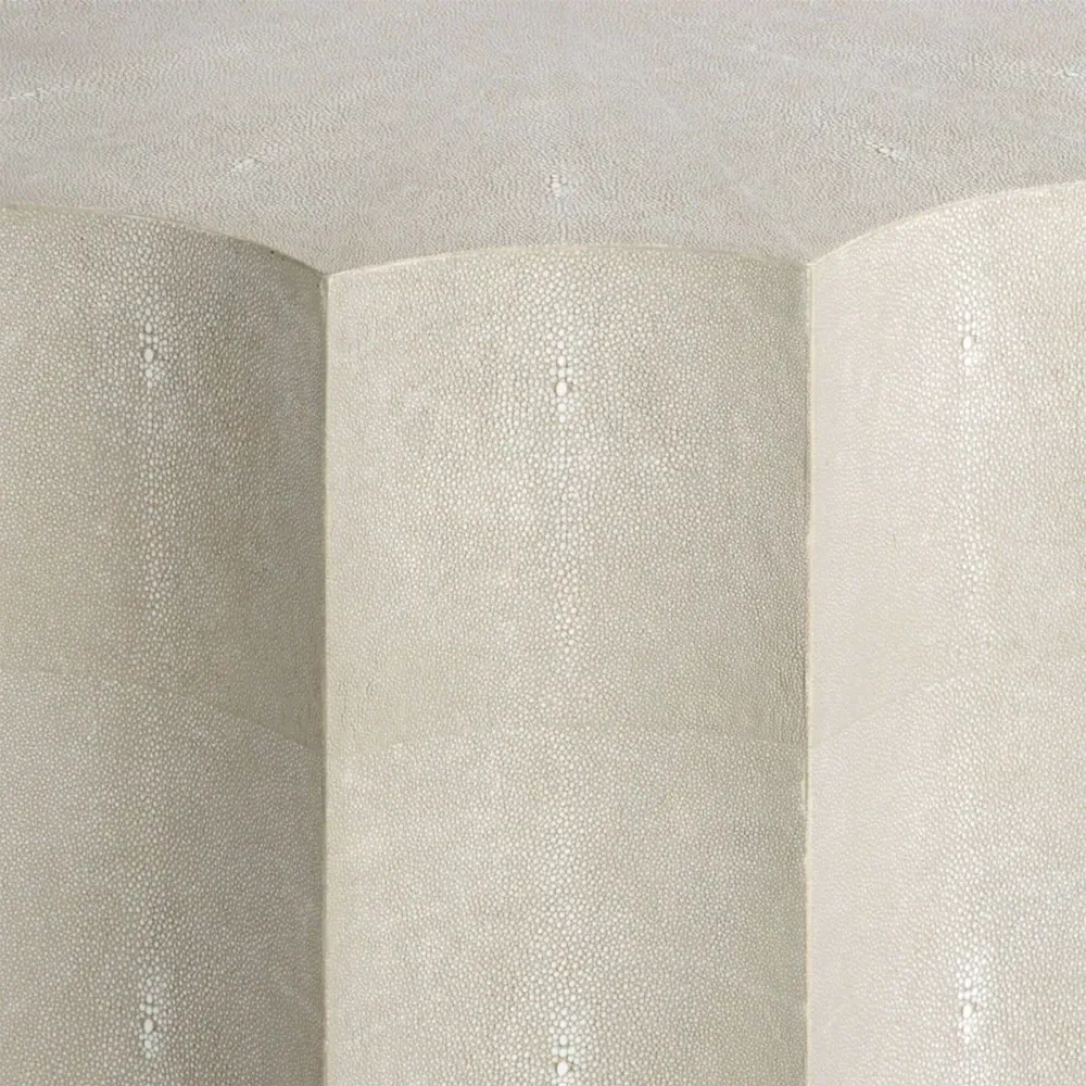 Marilyn Round Side Table - Beige, Faux Shagreen