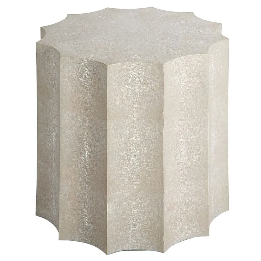 Marilyn Round Side Table - Beige, Faux Shagreen image